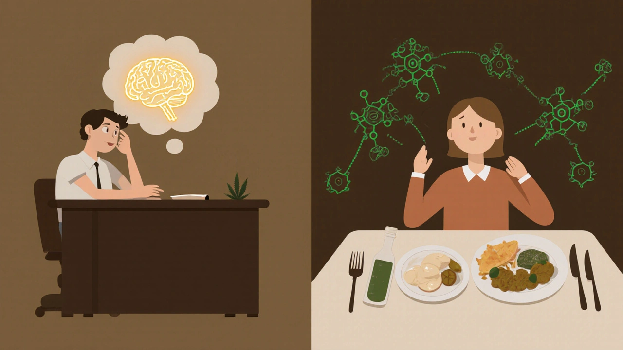 Dva scénáře účinků THCV: energie a snížený hlad.