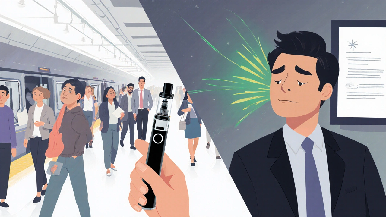 Kontrast mezi stresujícími situacemi a klidem po použití CBD vape.