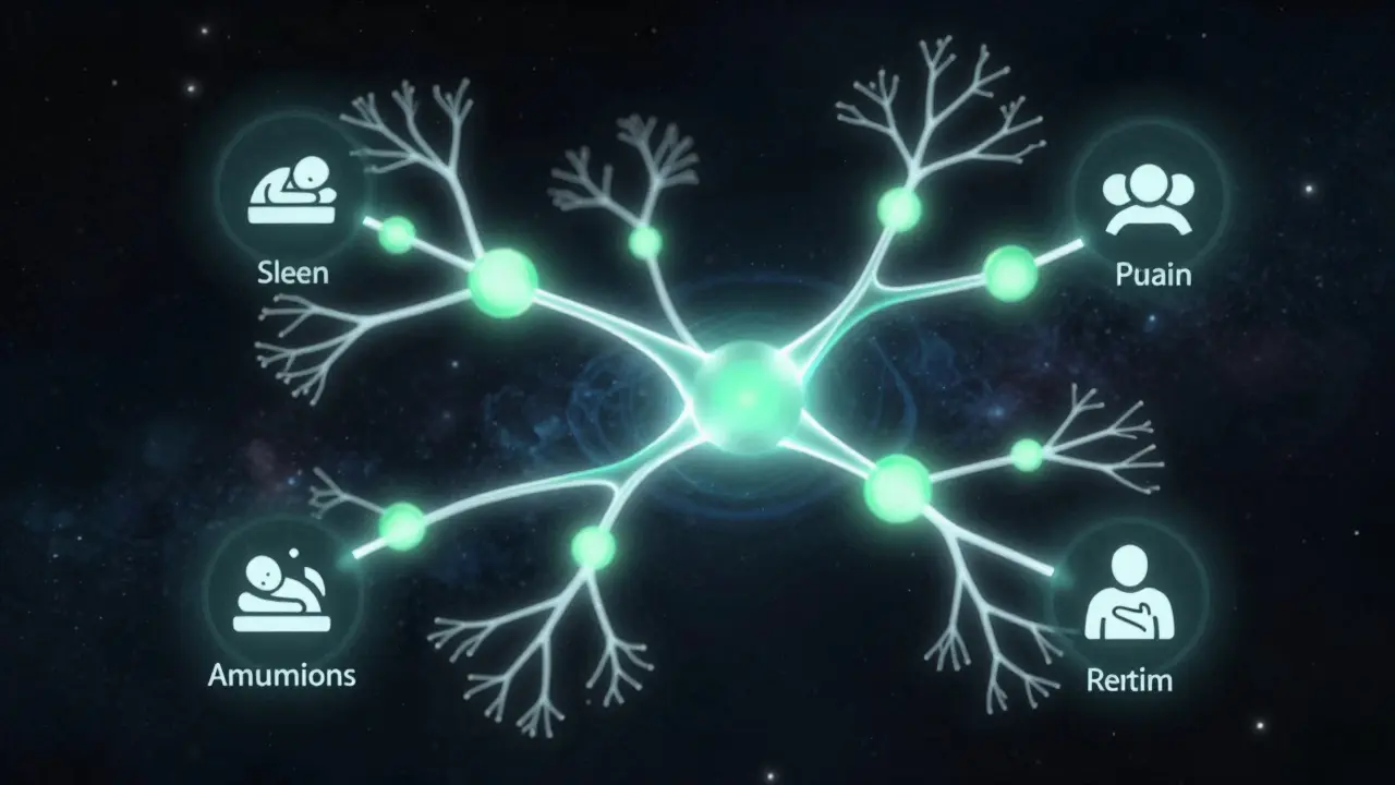 Glowing endokanabinoidový systém s CBD molekulami v těle.
