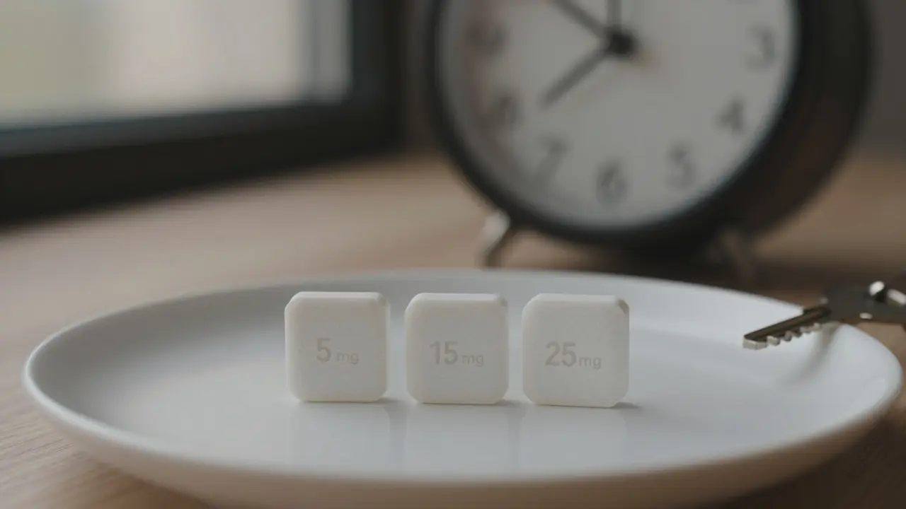 Tři CBD čípky s uvedenými dávkami na bílé tabulce večer.