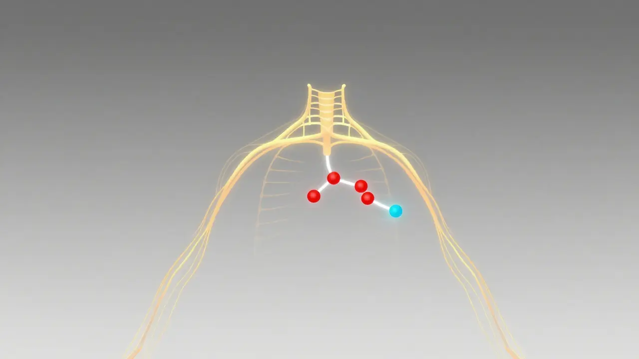 Lidský nervový systém s aktivovanými receptory, kde H4CBD silně váže, zatímco CBD má jen slabý účinek – vědecká ilustrace rozdílné účinnosti.