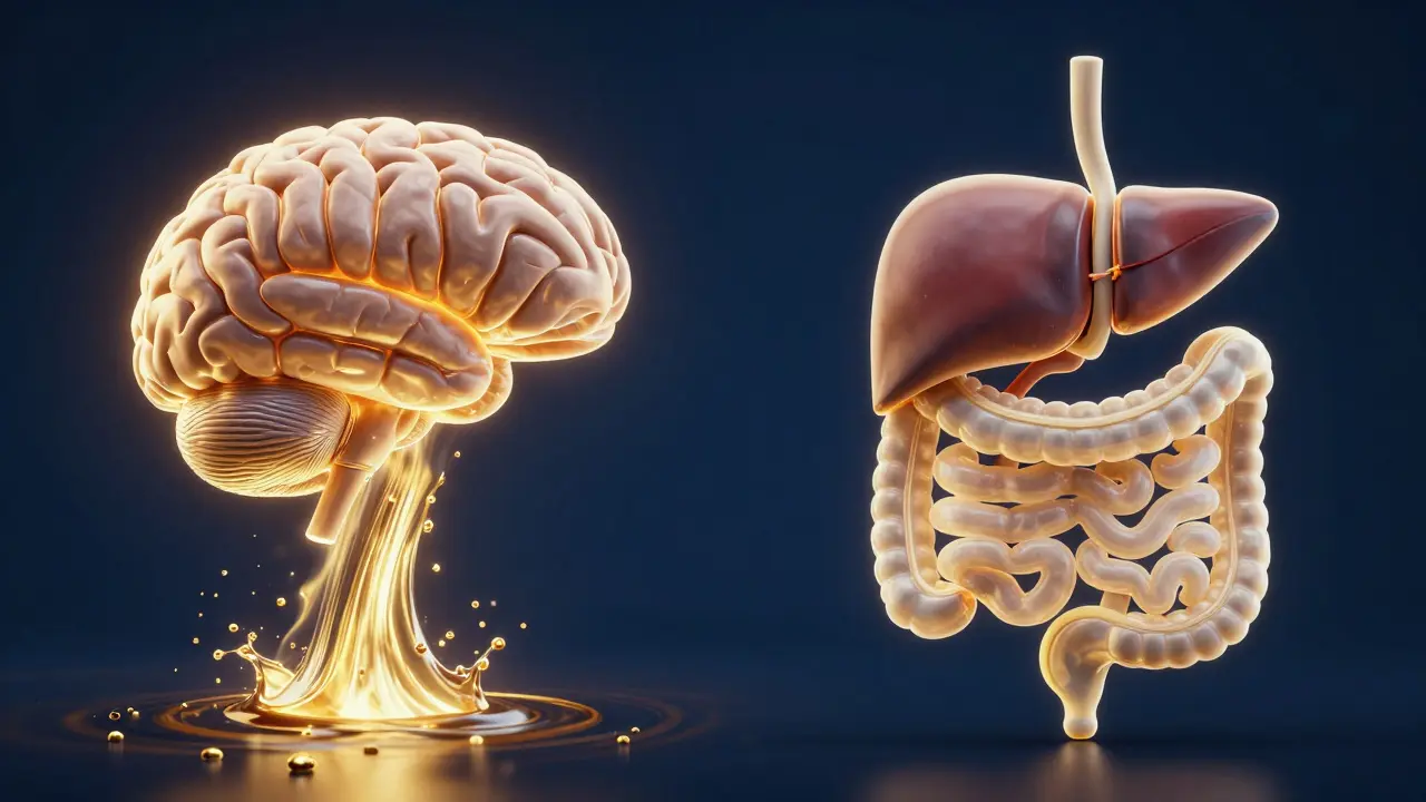 Konceptuální znázornění rychlého vstřebávání inhalovaného CBD oproti pomalému vstřebávání edibiles.