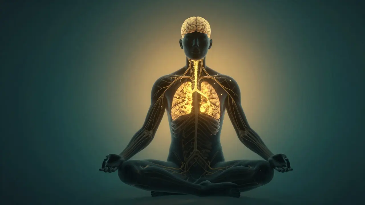 Konceptuální zobrazení vstřebávání CBD do těla a nervového systému.