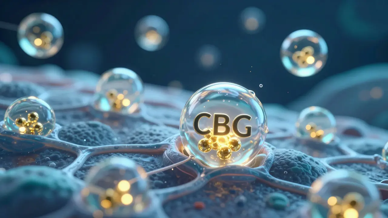 Mikroskopická vizualizace lipozomů transportujících CBG do buněk kůže.