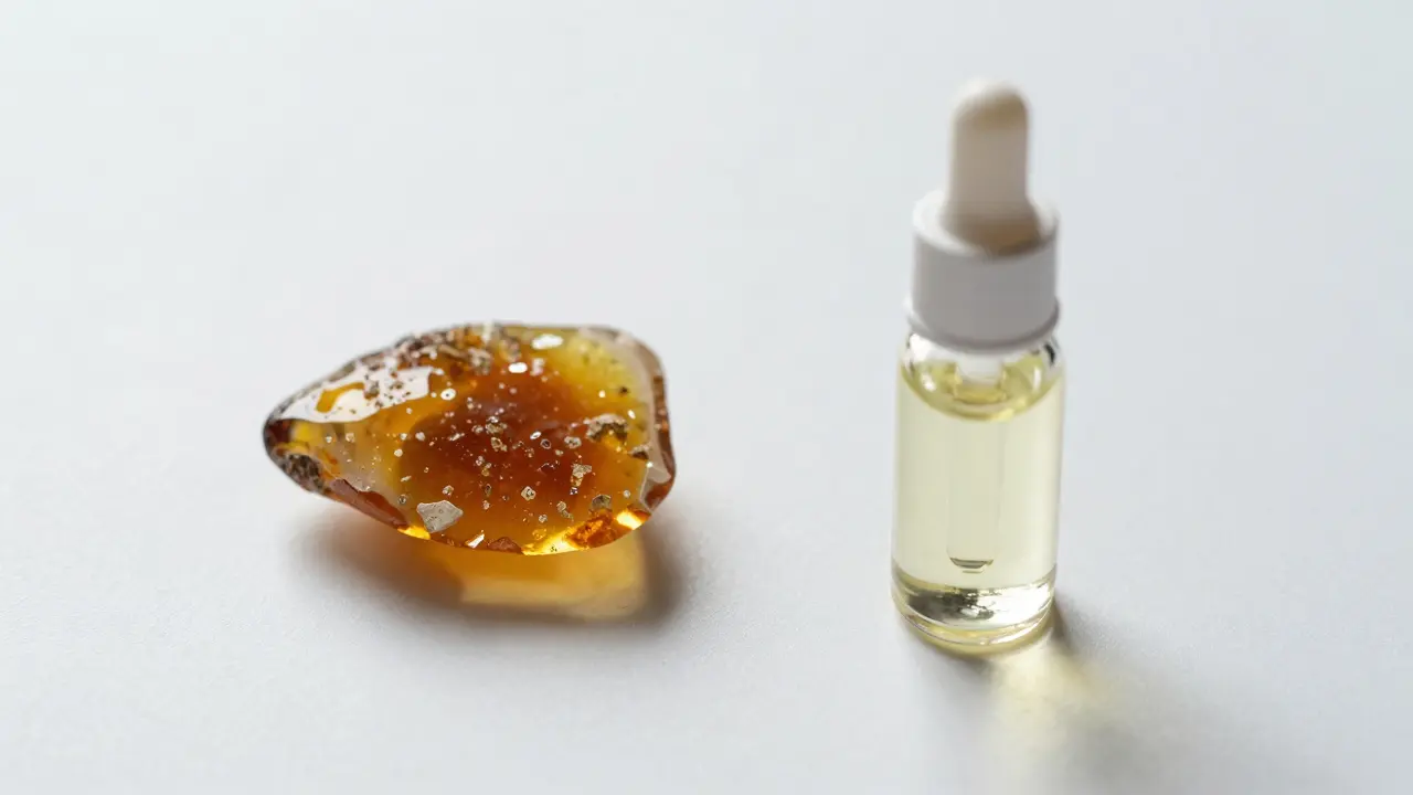 Kus CBD shatteru vedla lahvičky s CBD olejem