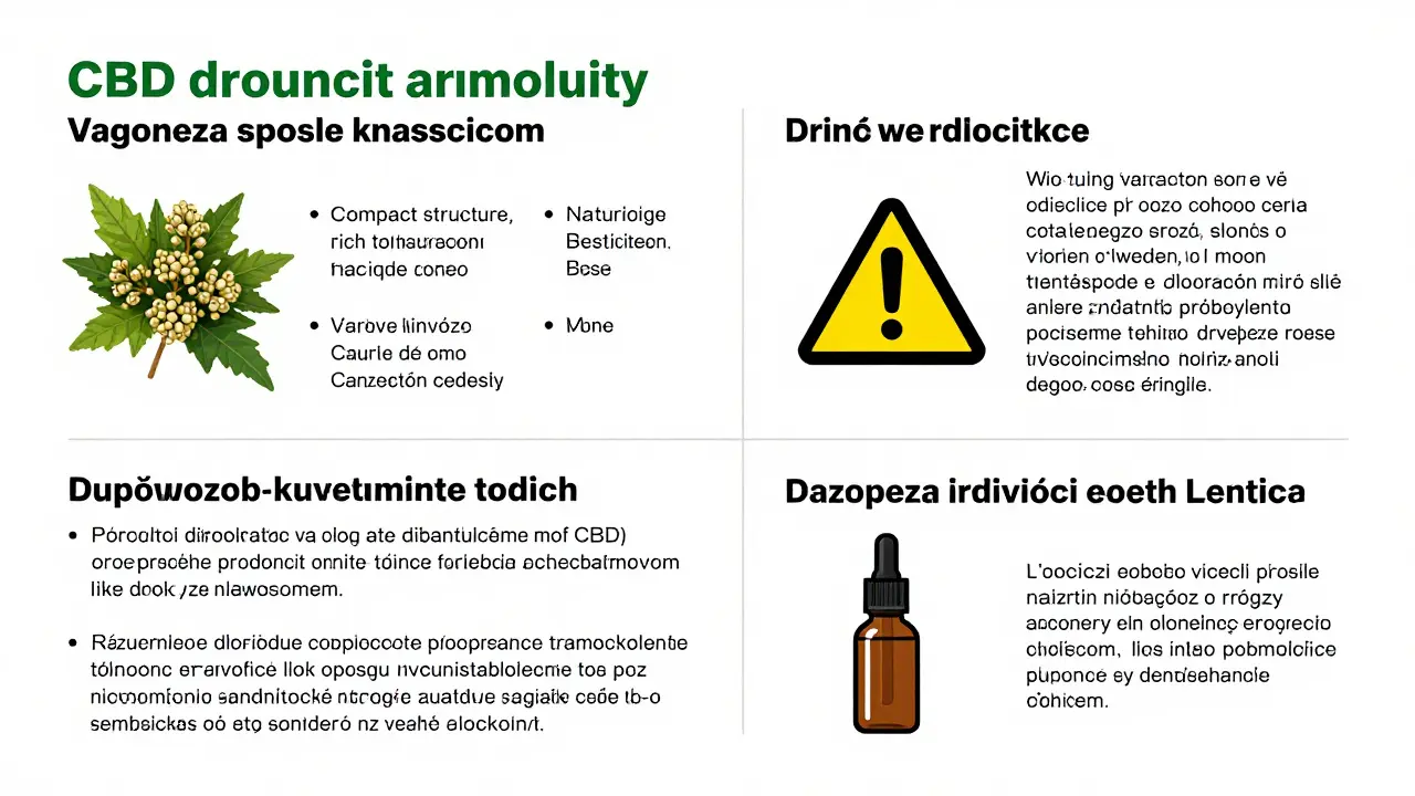 Průvodce bezpečností a kvalitou CBD produktů v češtině. Zahrnuje tipy pro rozpoznání kvalitních květů, varování ohledně řízení auta a doporučení použití vaporizérů místo kouření.