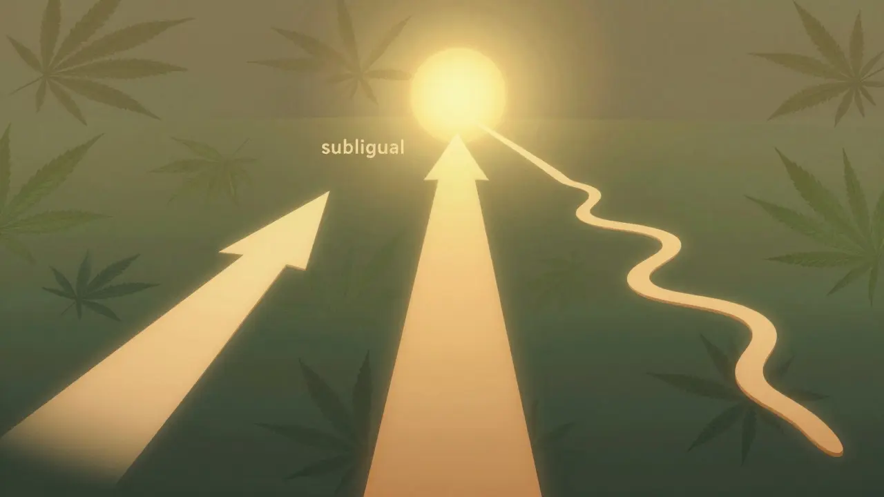Konceptuální ilustrace porovnávání rychlosti účinku CBD