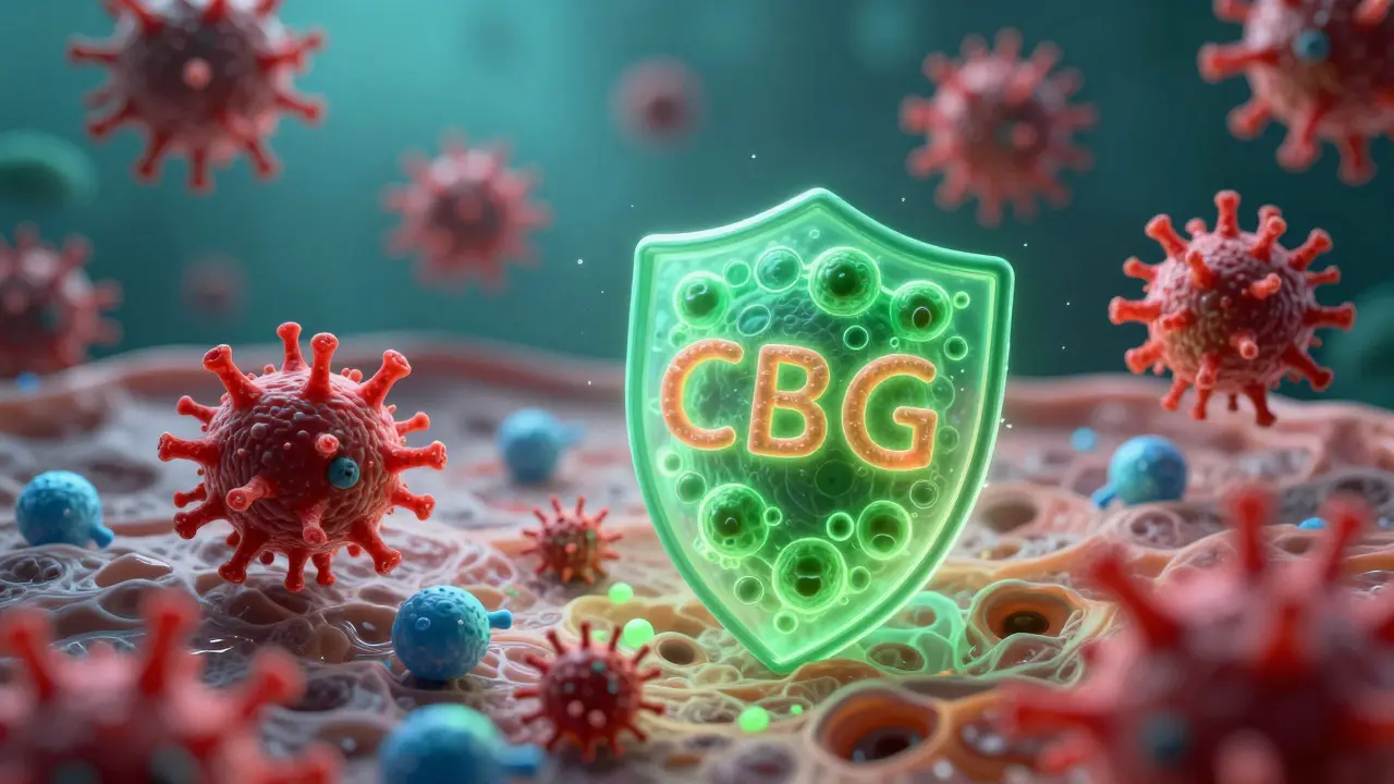 Mikroskopický pohled na molekuly CBG bojující proti bakteriím v pleti