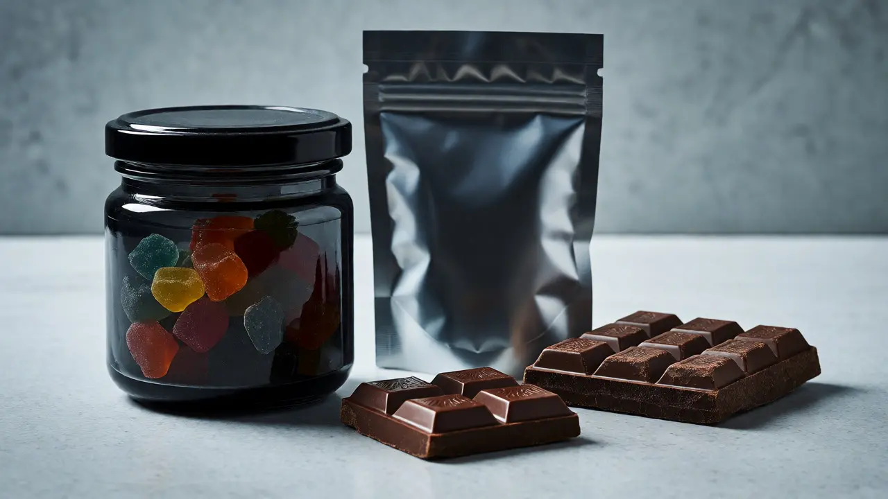 Správné skladování edibles v tmavých sklenicích a obalech
